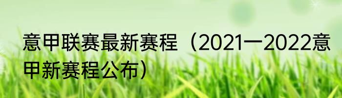 意甲联赛最新赛程（2021一2022意甲新赛程公布）