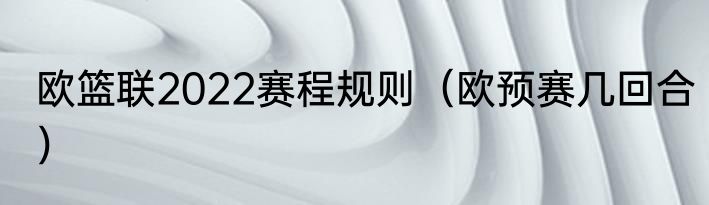欧篮联2022赛程规则（欧预赛几回合）