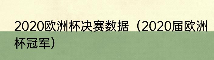 2020欧洲杯决赛数据（2020届欧洲杯冠军）