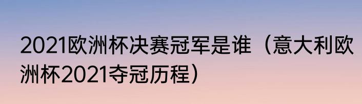2021欧洲杯决赛冠军是谁（意大利欧洲杯2021夺冠历程）