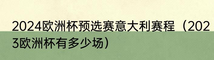 2024欧洲杯预选赛意大利赛程（2023欧洲杯有多少场）