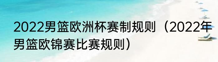 2022男篮欧洲杯赛制规则（2022年男篮欧锦赛比赛规则）