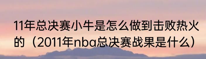 11年总决赛小牛是怎么做到击败热火的（2011年nba总决赛战果是什么）