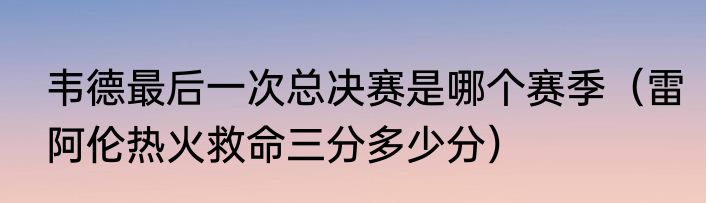 韦德最后一次总决赛是哪个赛季（雷阿伦热火救命三分多少分）