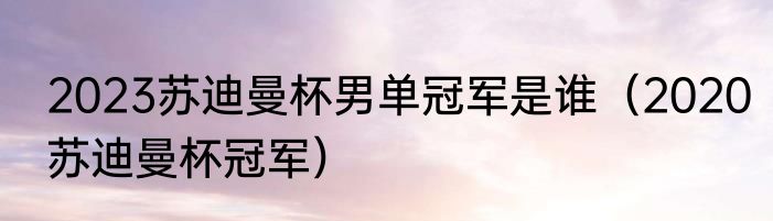 2023苏迪曼杯男单冠军是谁（2020苏迪曼杯冠军）