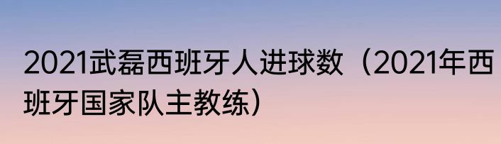 2021武磊西班牙人进球数（2021年西班牙国家队主教练）