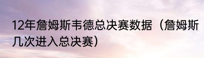 12年詹姆斯韦德总决赛数据（詹姆斯几次进入总决赛）