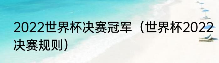 2022世界杯决赛冠军（世界杯2022决赛规则）