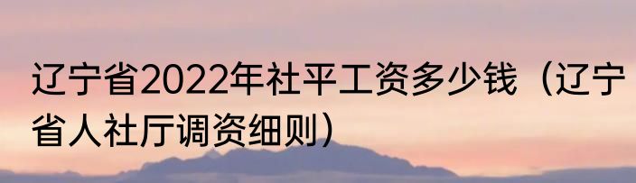 辽宁省2022年社平工资多少钱（辽宁省人社厅调资细则）