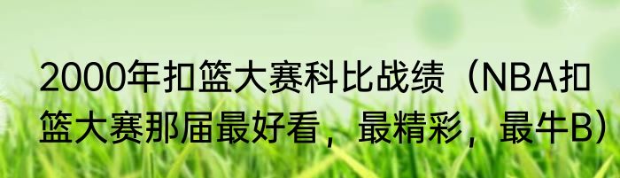 2000年扣篮大赛科比战绩（NBA扣篮大赛那届最好看，最精彩，最牛B）