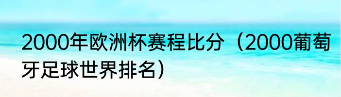 2000年欧洲杯赛程比分（2000葡萄牙足球世界排名）
