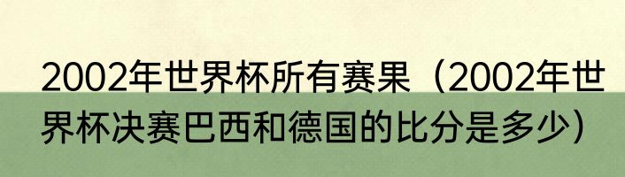 2002年世界杯所有赛果（2002年世界杯决赛巴西和德国的比分是多少）