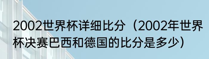2002世界杯详细比分（2002年世界杯决赛巴西和德国的比分是多少）