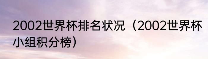 2002世界杯排名状况（2002世界杯小组积分榜）