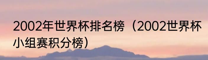 2002年世界杯排名榜（2002世界杯小组赛积分榜）