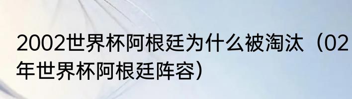 2002世界杯阿根廷为什么被淘汰（02年世界杯阿根廷阵容）
