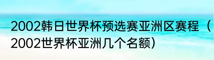 2002韩日世界杯预选赛亚洲区赛程（2002世界杯亚洲几个名额）