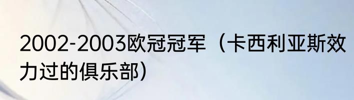 2002-2003欧冠冠军（卡西利亚斯效力过的俱乐部）