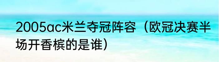 2005ac米兰夺冠阵容（欧冠决赛半场开香槟的是谁）