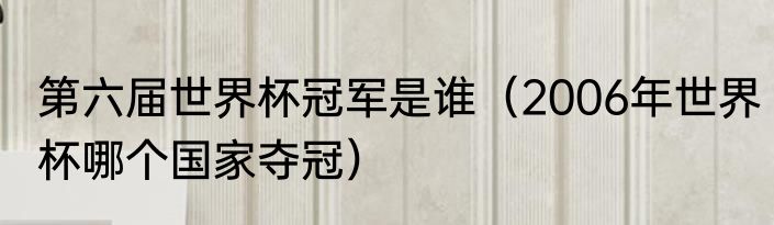 第六届世界杯冠军是谁（2006年世界杯哪个国家夺冠）