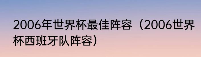 2006年世界杯最佳阵容（2006世界杯西班牙队阵容）