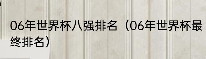 06年世界杯八强排名（06年世界杯最终排名）