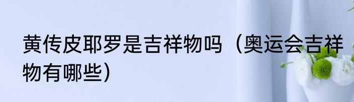 黄传皮耶罗是吉祥物吗（奥运会吉祥物有哪些）
