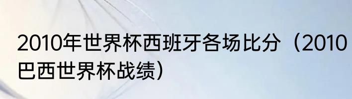 2010年世界杯西班牙各场比分（2010巴西世界杯战绩）
