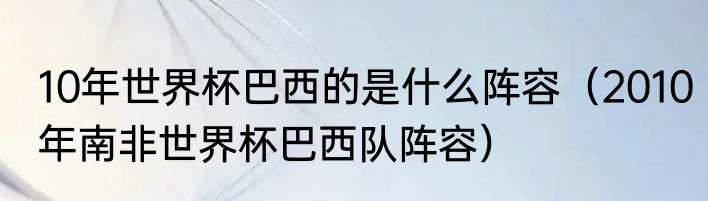 10年世界杯巴西的是什么阵容（2010年南非世界杯巴西队阵容）