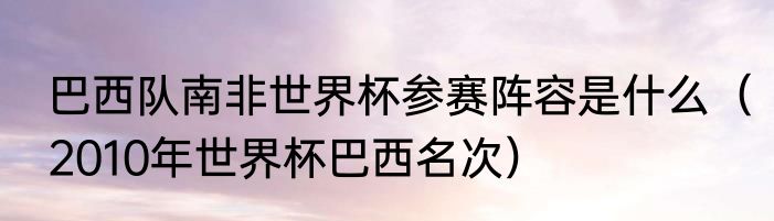 巴西队南非世界杯参赛阵容是什么（2010年世界杯巴西名次）