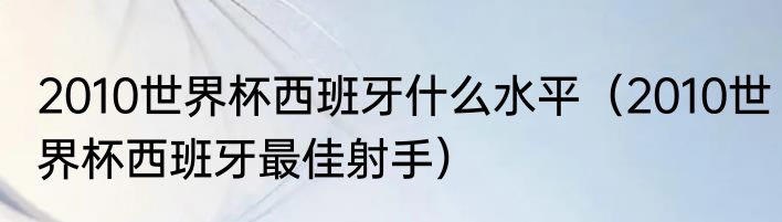 2010世界杯西班牙什么水平（2010世界杯西班牙最佳射手）
