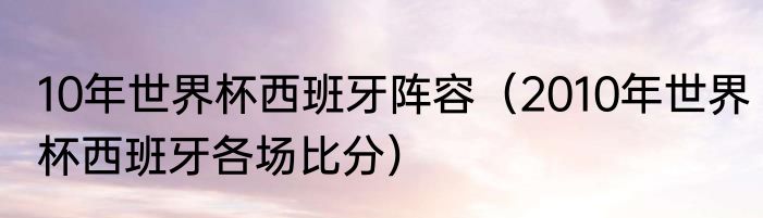 10年世界杯西班牙阵容（2010年世界杯西班牙各场比分）