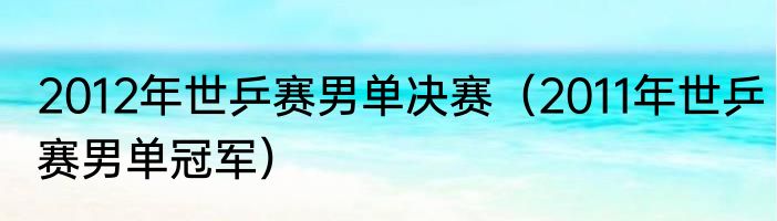 2012年世乒赛男单决赛（2011年世乒赛男单冠军）