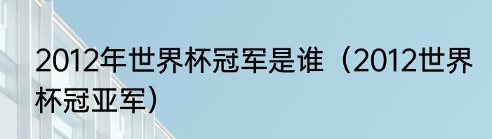 2012年世界杯冠军是谁（2012世界杯冠亚军）