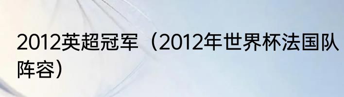 2012英超冠军（2012年世界杯法国队阵容）