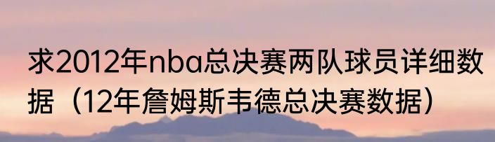 求2012年nba总决赛两队球员详细数据（12年詹姆斯韦德总决赛数据）