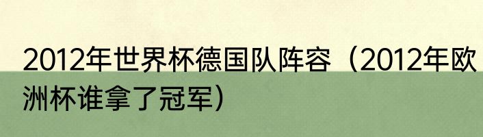 2012年世界杯德国队阵容（2012年欧洲杯谁拿了冠军）