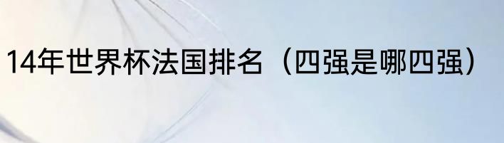 14年世界杯法国排名（四强是哪四强）