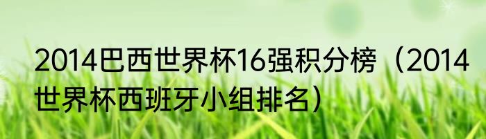 2014巴西世界杯16强积分榜（2014世界杯西班牙小组排名）