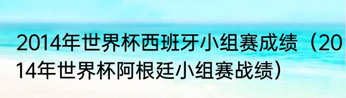 2014年世界杯西班牙小组赛成绩（2014年世界杯阿根廷小组赛战绩）
