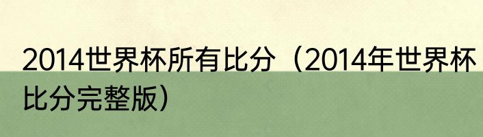 2014世界杯所有比分（2014年世界杯比分完整版）