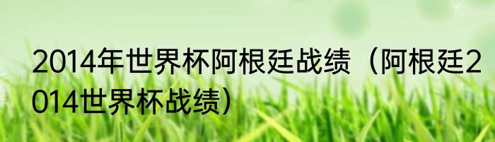 2014年世界杯阿根廷战绩（阿根廷2014世界杯战绩）