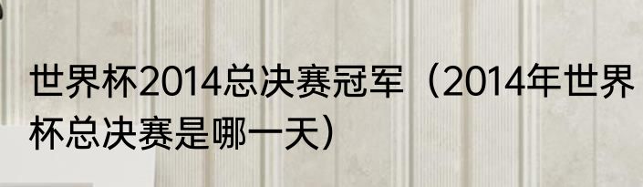 世界杯2014总决赛冠军（2014年世界杯总决赛是哪一天）
