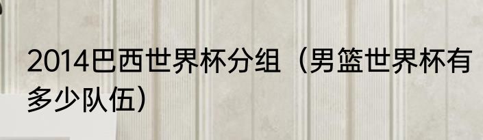 2014巴西世界杯分组（男篮世界杯有多少队伍）