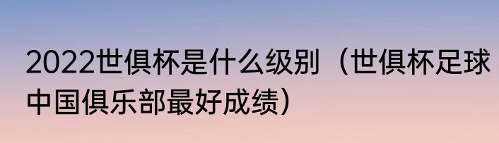2022世俱杯是什么级别（世俱杯足球中国俱乐部最好成绩）