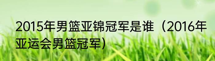 2015年男篮亚锦冠军是谁（2016年亚运会男篮冠军）