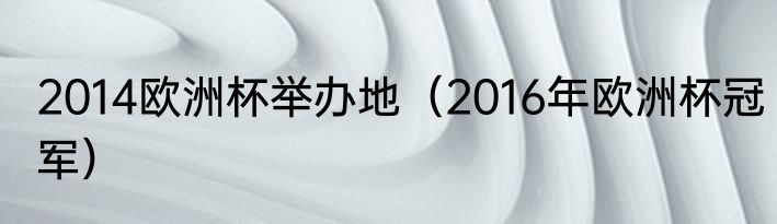 2014欧洲杯举办地（2016年欧洲杯冠军）