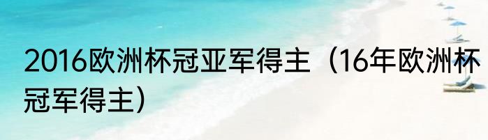 2016欧洲杯冠亚军得主（16年欧洲杯冠军得主）