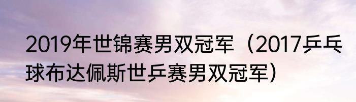 2019年世锦赛男双冠军(2017乒乓球布达佩斯世乒赛男双冠军)