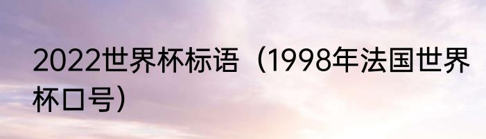 2022世界杯标语（1998年法国世界杯口号）